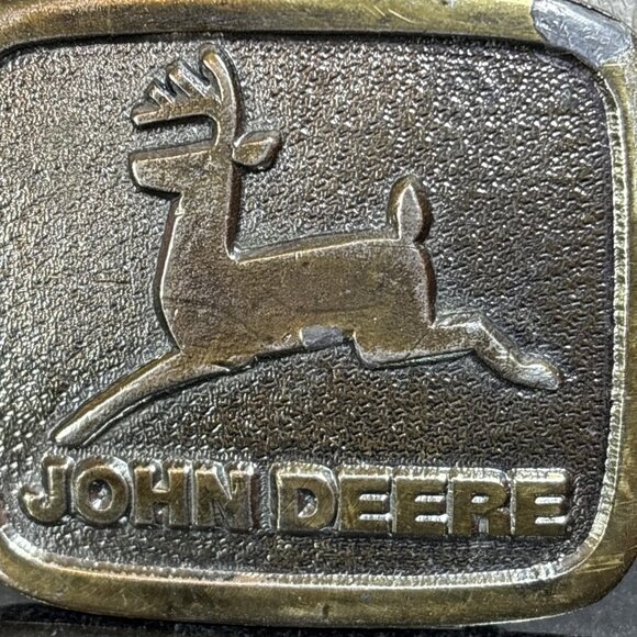 Vintage John Deere Belt Buckle Wyoming Studio Art Works Brass 1980s - Picture 2 of 6